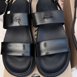 Coach lockup two band sandal black size 10